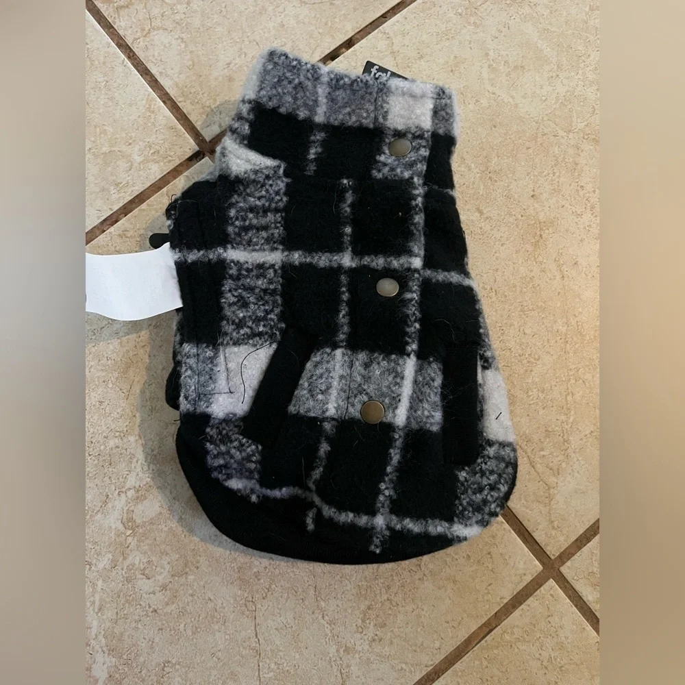 NEW Fabdog Black & White Plaid Boucle Coat 8”